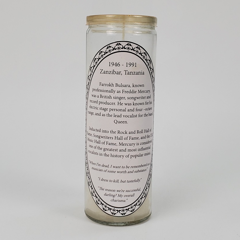 Freddie Mercury Queen Rock Legend Prayer Candle 8 Inch Glass Jar White Wax - Picture 3 of 6